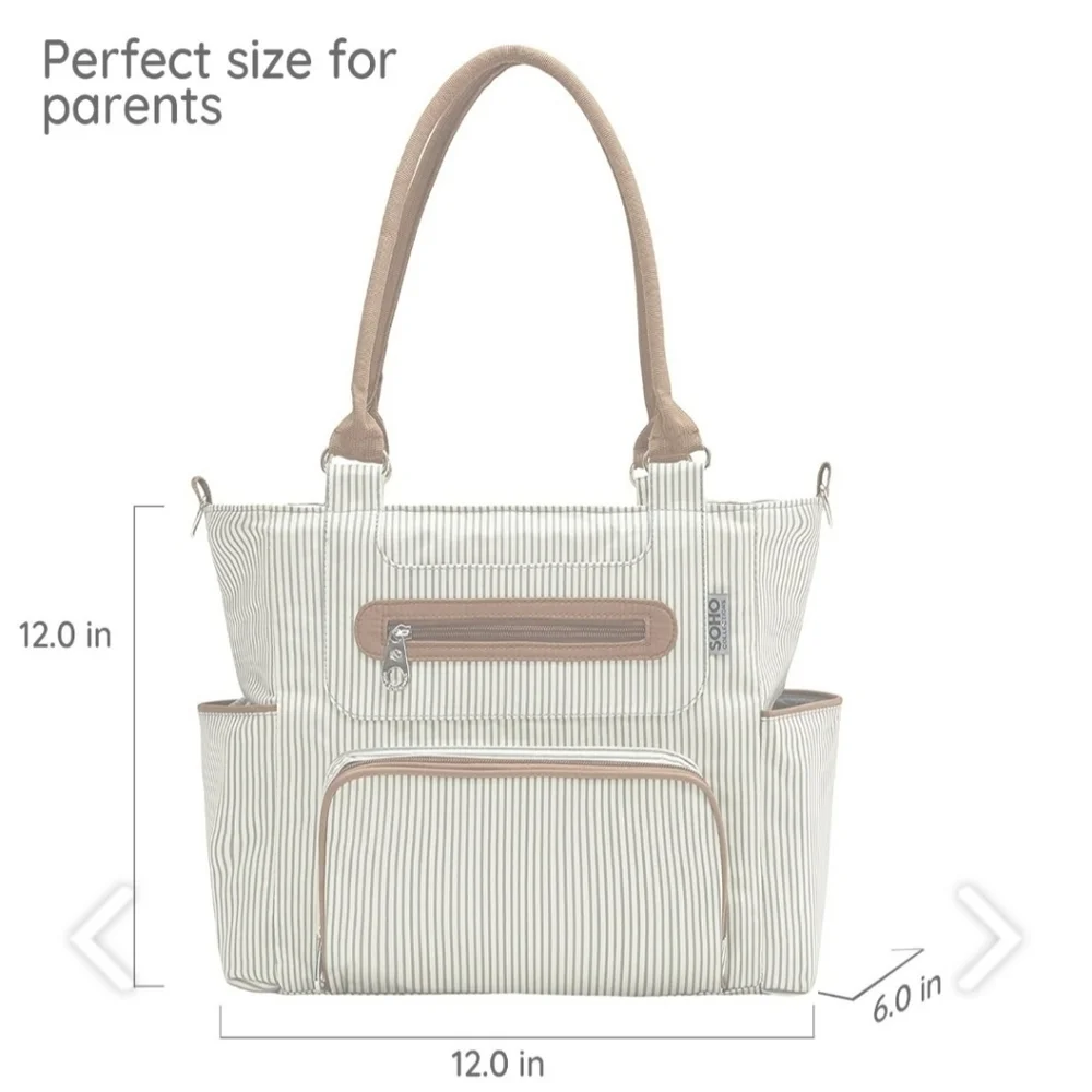 Elegant Striped Baby Bag - Cream and Brown NWOT